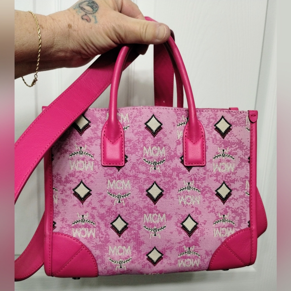 MCM Pink Denim Crossbody Bag - Picture 2 of 13